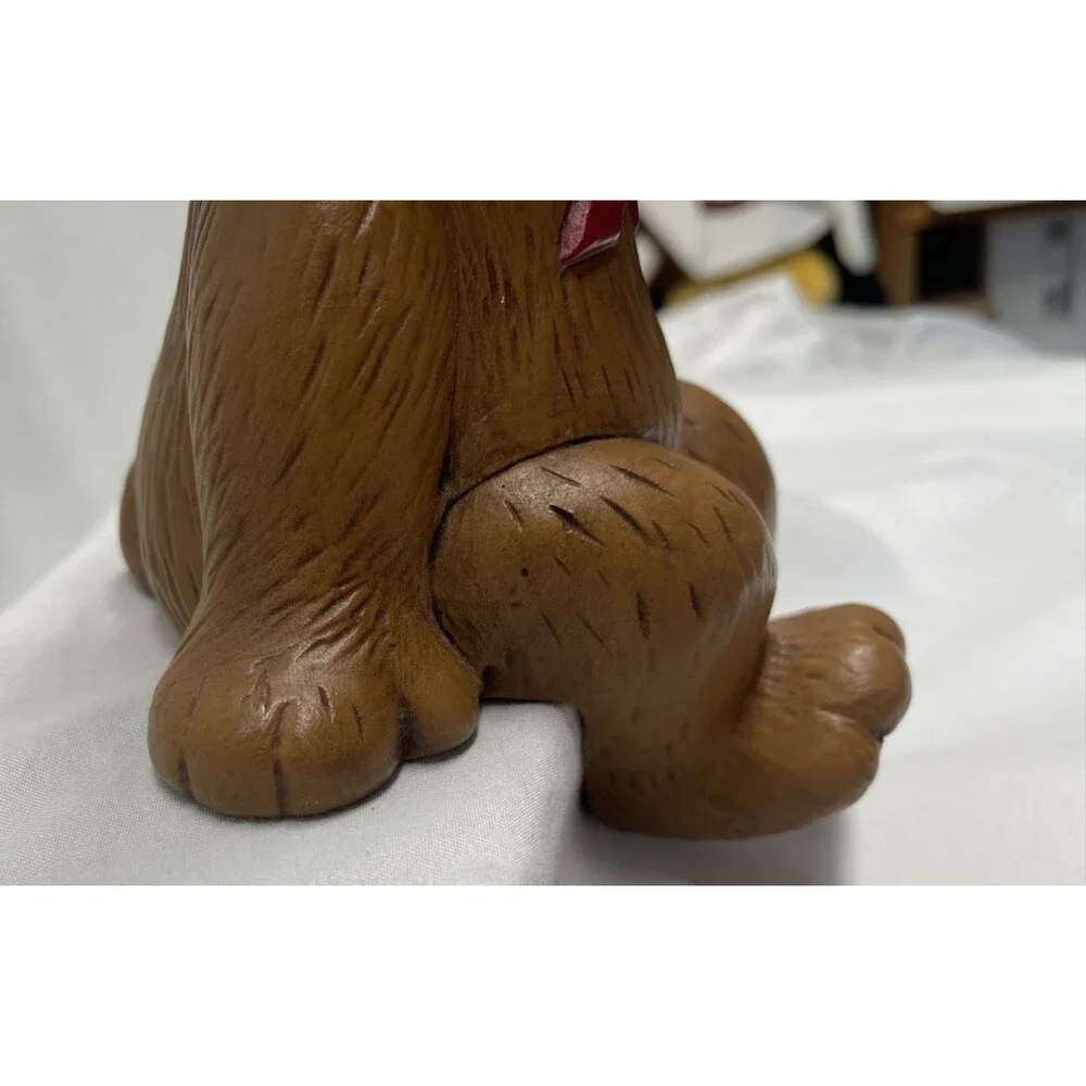 Vintage 1980's BROWN TEDDY BEAR RED BOW Shelf Sitter 8” Tall Child’s Room Decor